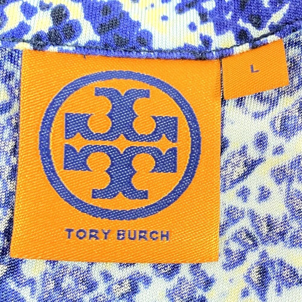 Tory Burch Carly Silk Fit & Flare Faux Wrap Dress Blue Snakeskin Print Knee Leng - Picture 6 of 11
